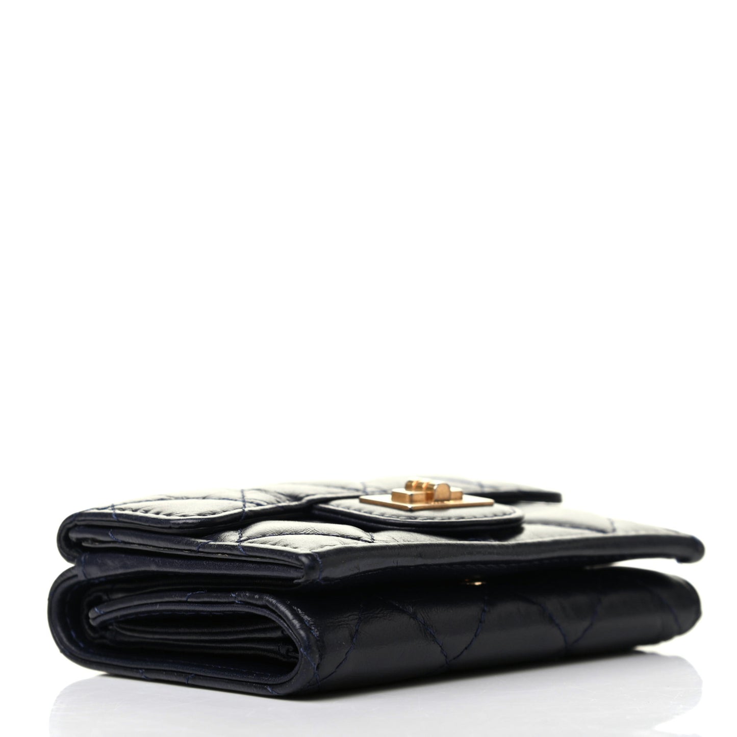 Aged Calfskin Quilted Reissue Compact Wallet Navy