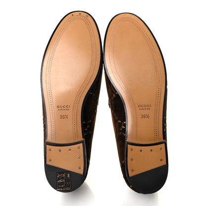 Gucci Velvet GG Monogram Horsebit Womens Jordaan Loafers 36.5 Brown Black 5 of 8