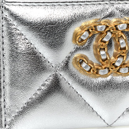 Chanel Metallic Goatskin Quilted 19 Card Holder Silver 7 of 11