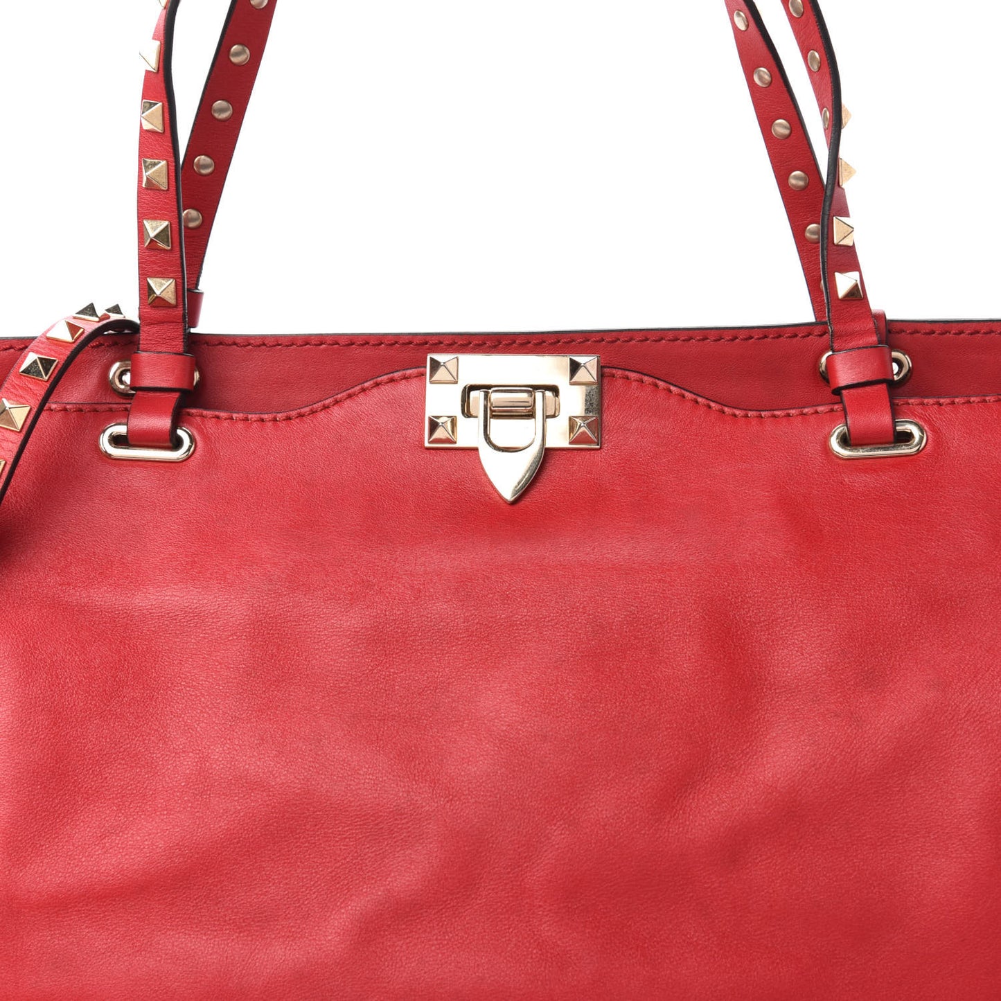 Vitello Medium Rockstud Tote Rosso Valentino