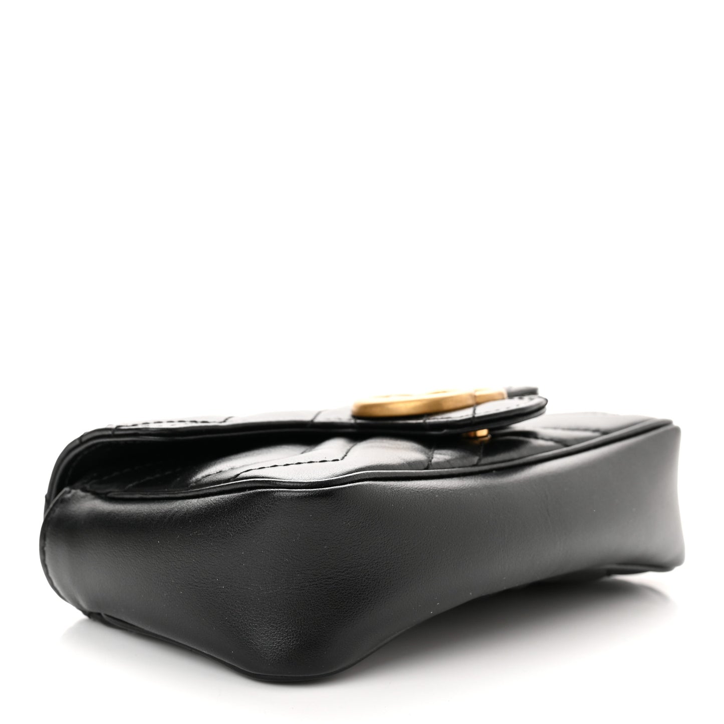 Calfskin Matelasse Super Mini GG Marmont Shoulder Bag Black