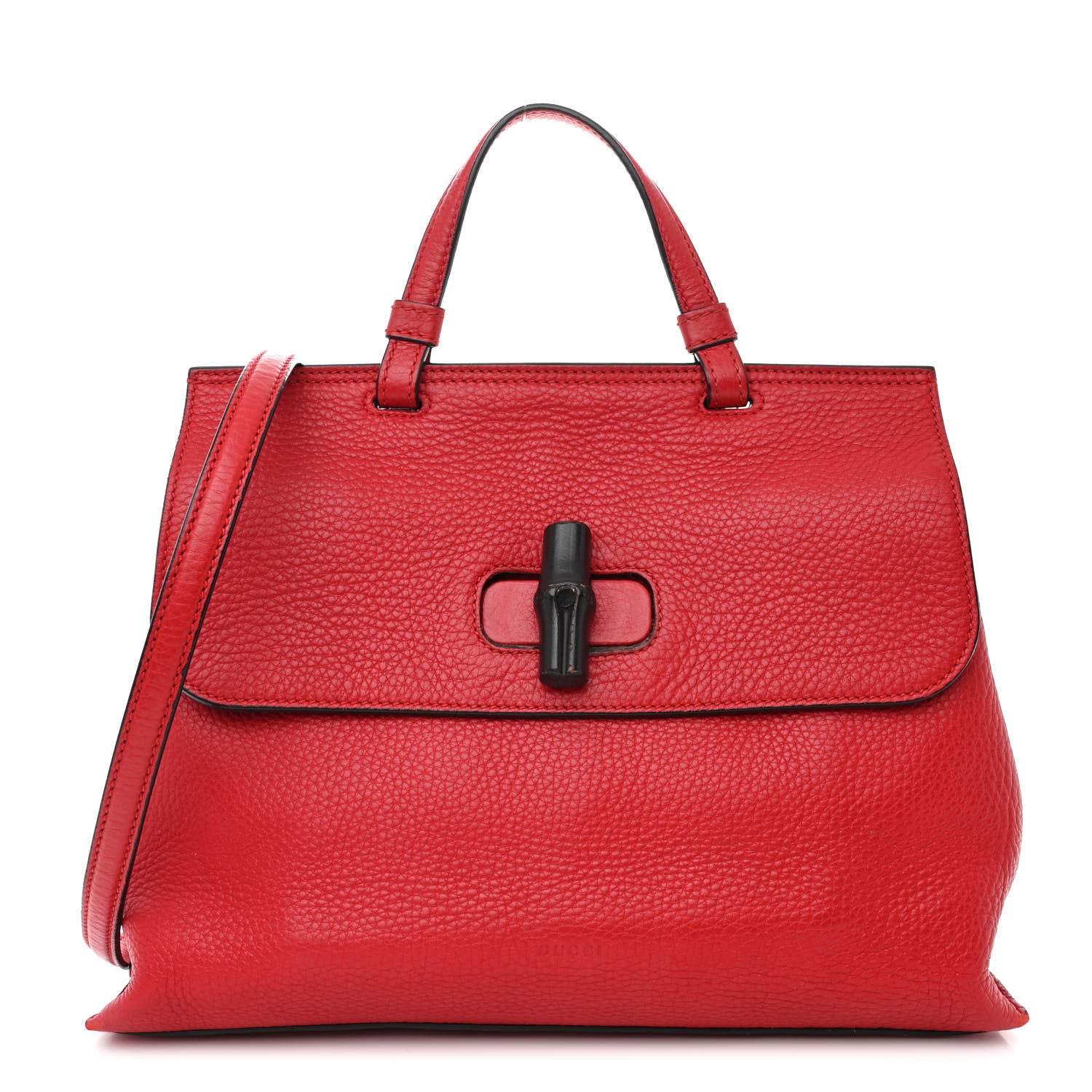 Gucci Cellarius Calfskin Small Bamboo Daily Top Handle Bag Hibiscus Red 1 of 11