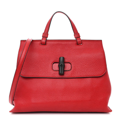 Gucci Cellarius Calfskin Small Bamboo Daily Top Handle Bag Hibiscus Red 1 of 11