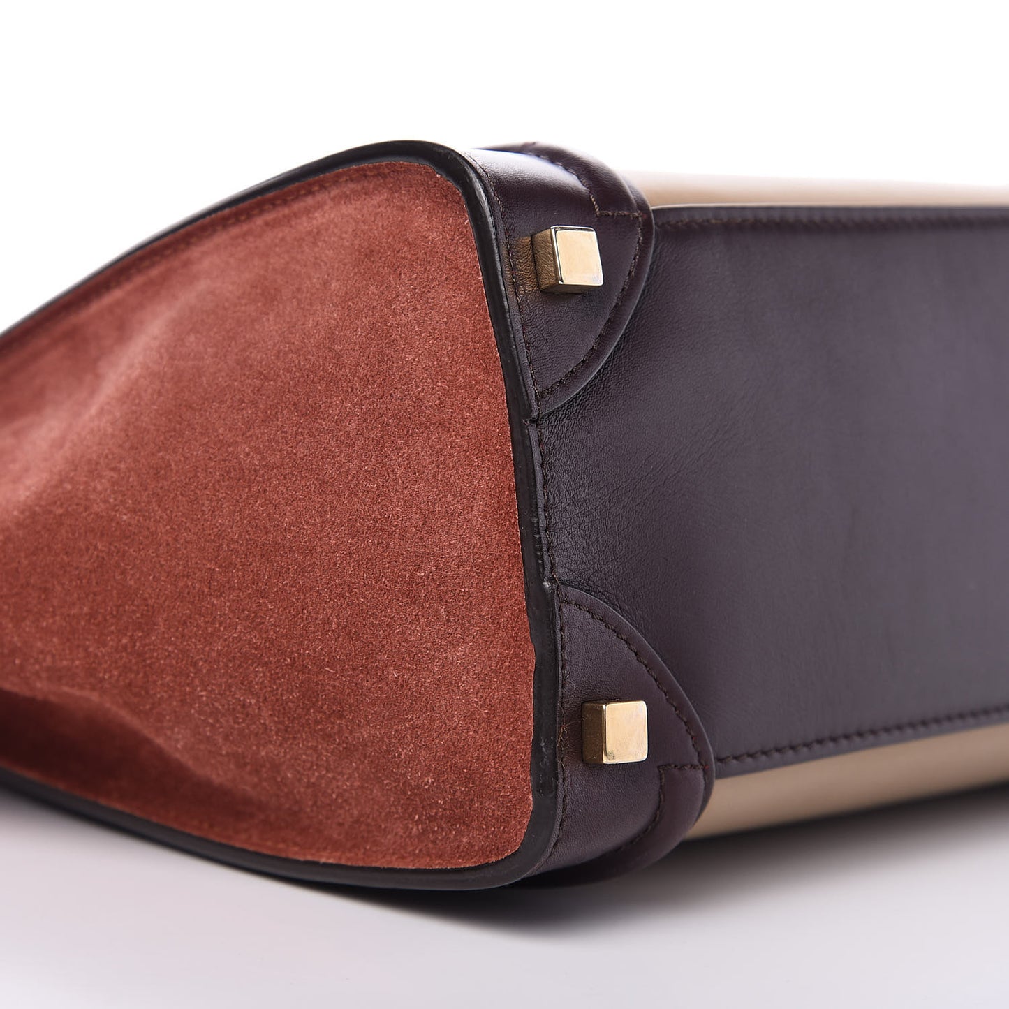 Smooth Calfskin Suede Micro Tri-Color Luggage Beige