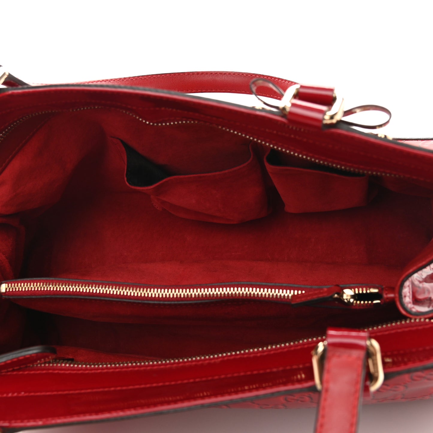 Patent Guccissima Medium Mayfair Tote Red