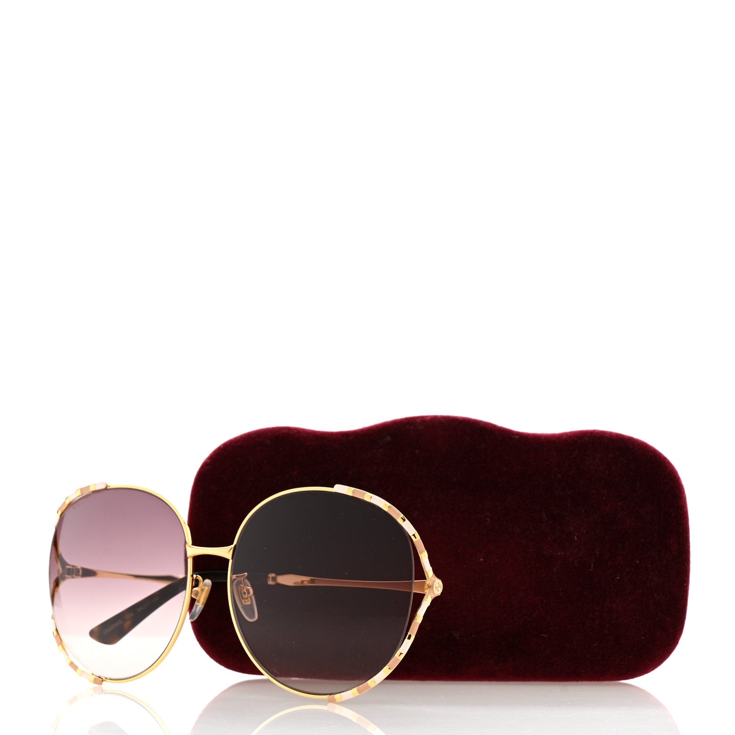 Metal Round Frame GG0595S Sunglasses Gold Brown
