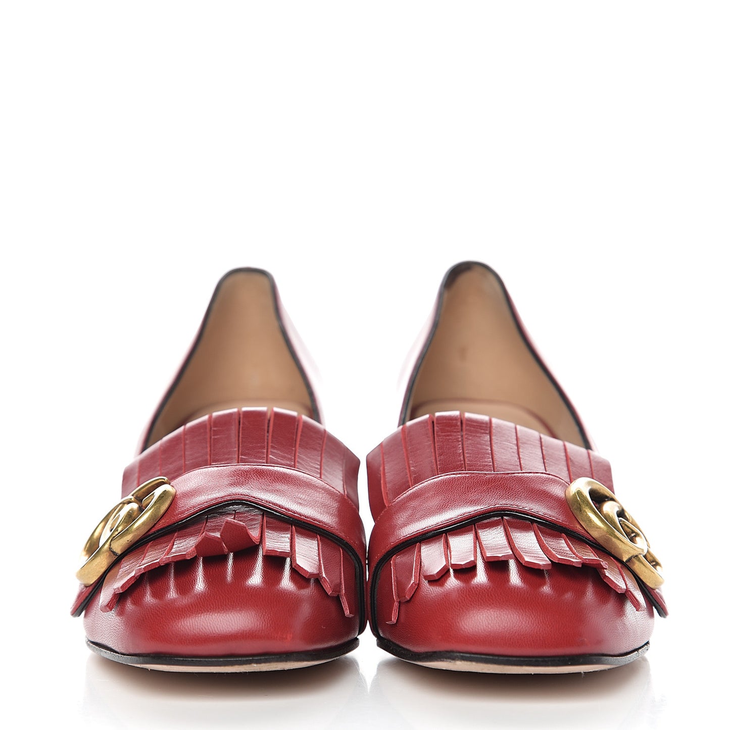 Malaga Kid GG Marmont Fringe 50mm Loafer Pumps 36 Hibiscus Red
