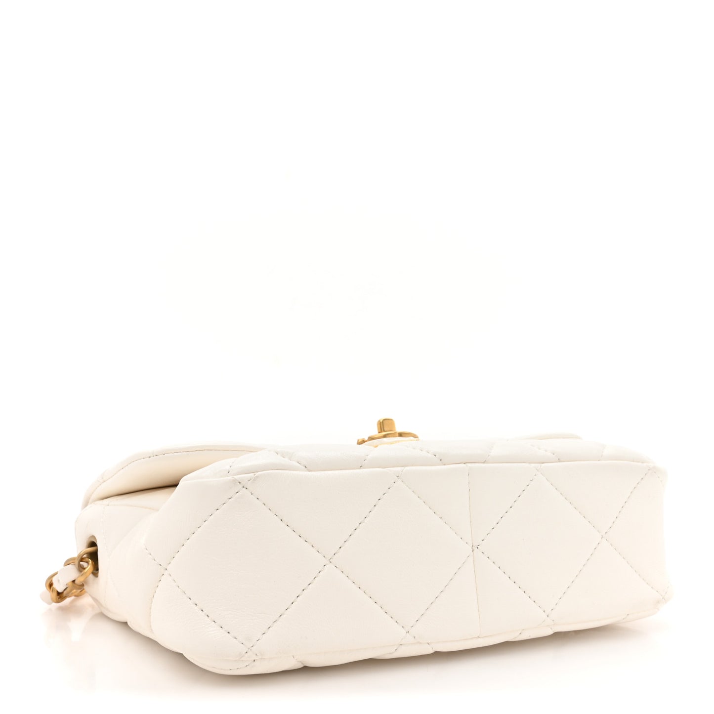 Lambskin Plexiglass Quilted Coco Love Flap White
