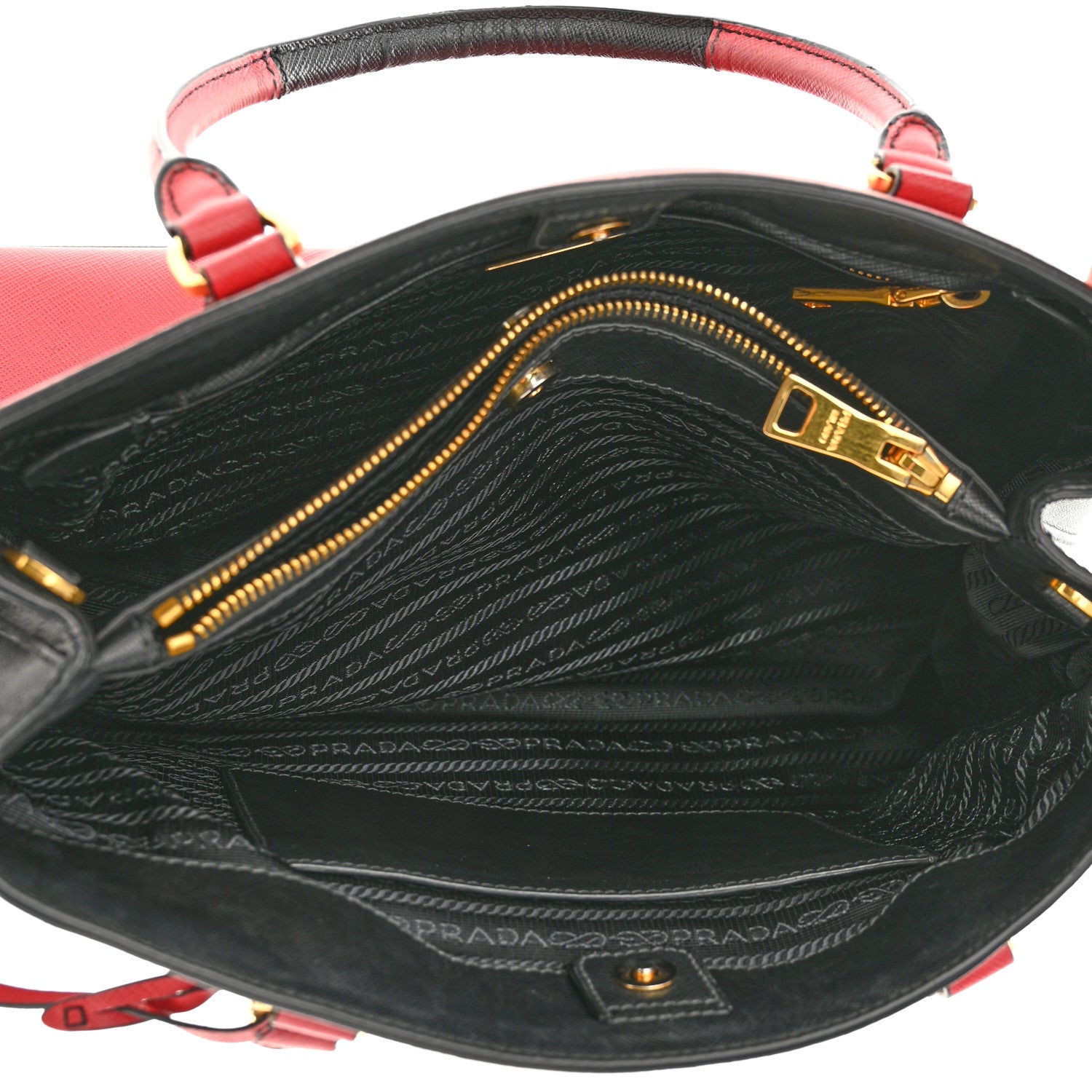 Prada Saffiano Bi-Color Medium Galleria Double Zip Tote Rosso Black 4 of 13