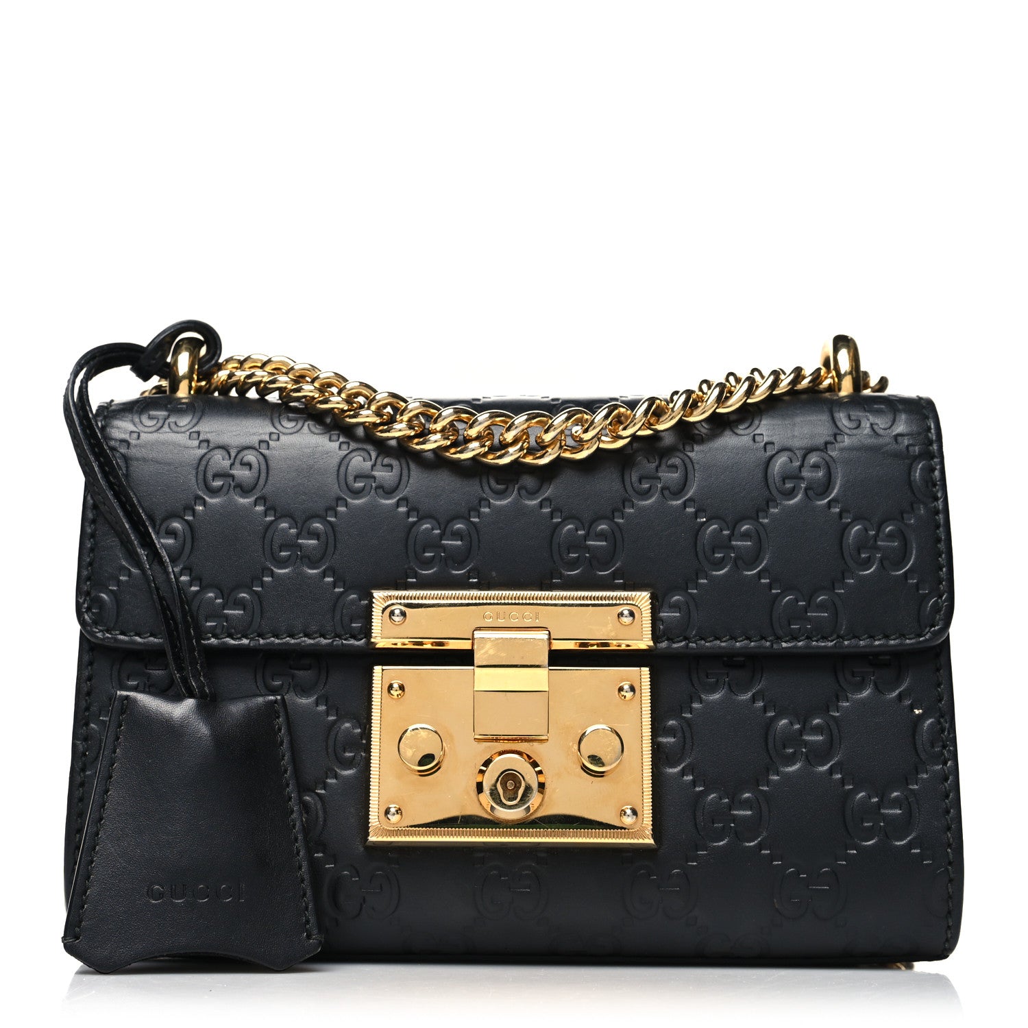 Gucci Guccissima Small Padlock Shoulder Bag Black 1 of 11