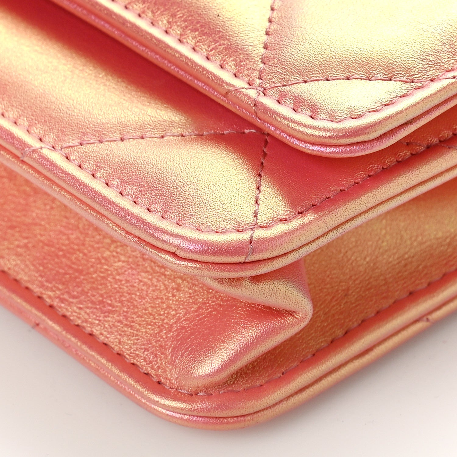 Chanel Iridescent Calfskin Quilted Chanel 19 Wallet On Chain WOC Pink 9 of 10