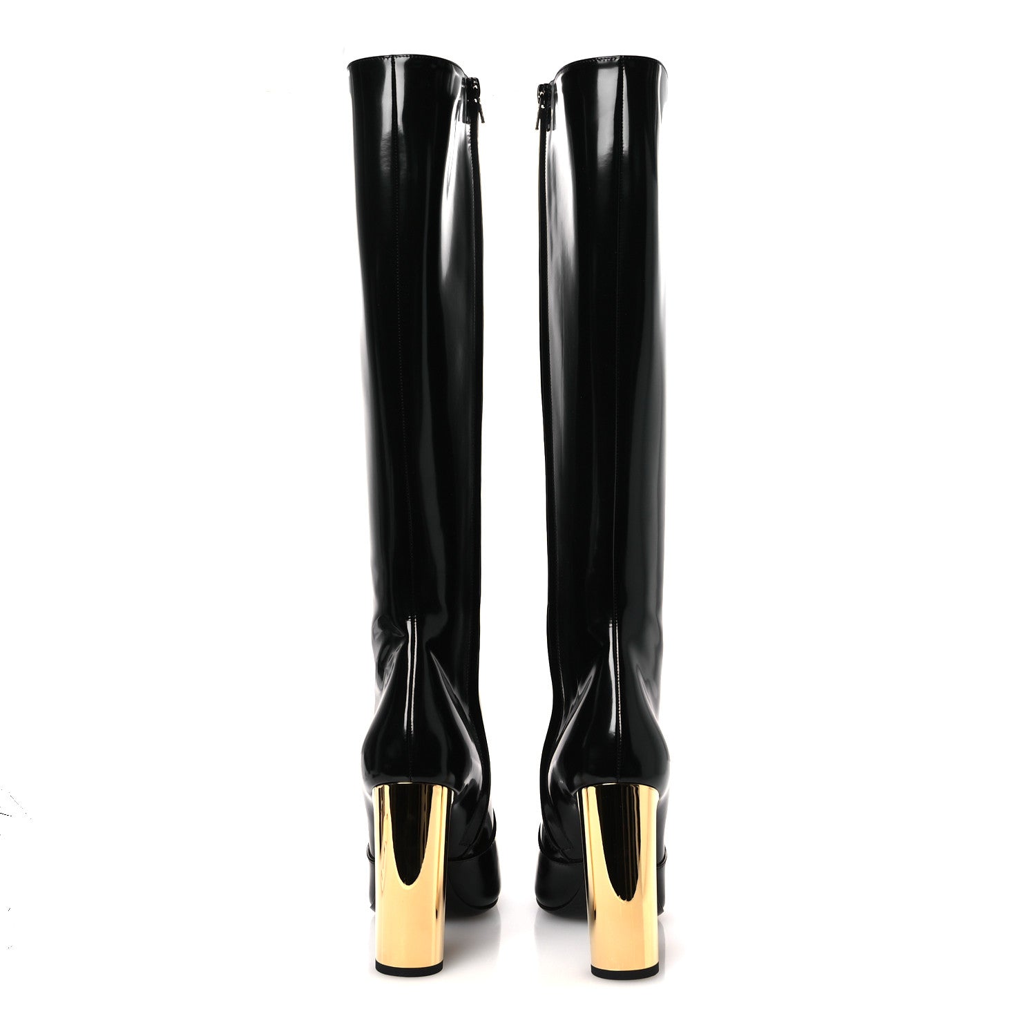 Saint Laurent Vitello Marilyn Auteuil 105 Knee High Zip Boots 38.5 Black 6 of 10