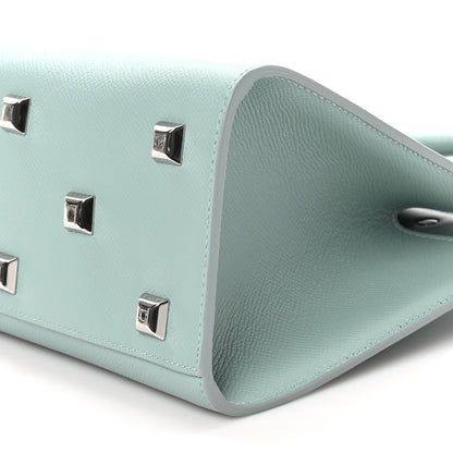 Salvatore Ferragamo Hammered Calfskin Small The Studio Box Bag Aqua Green 9 of 10