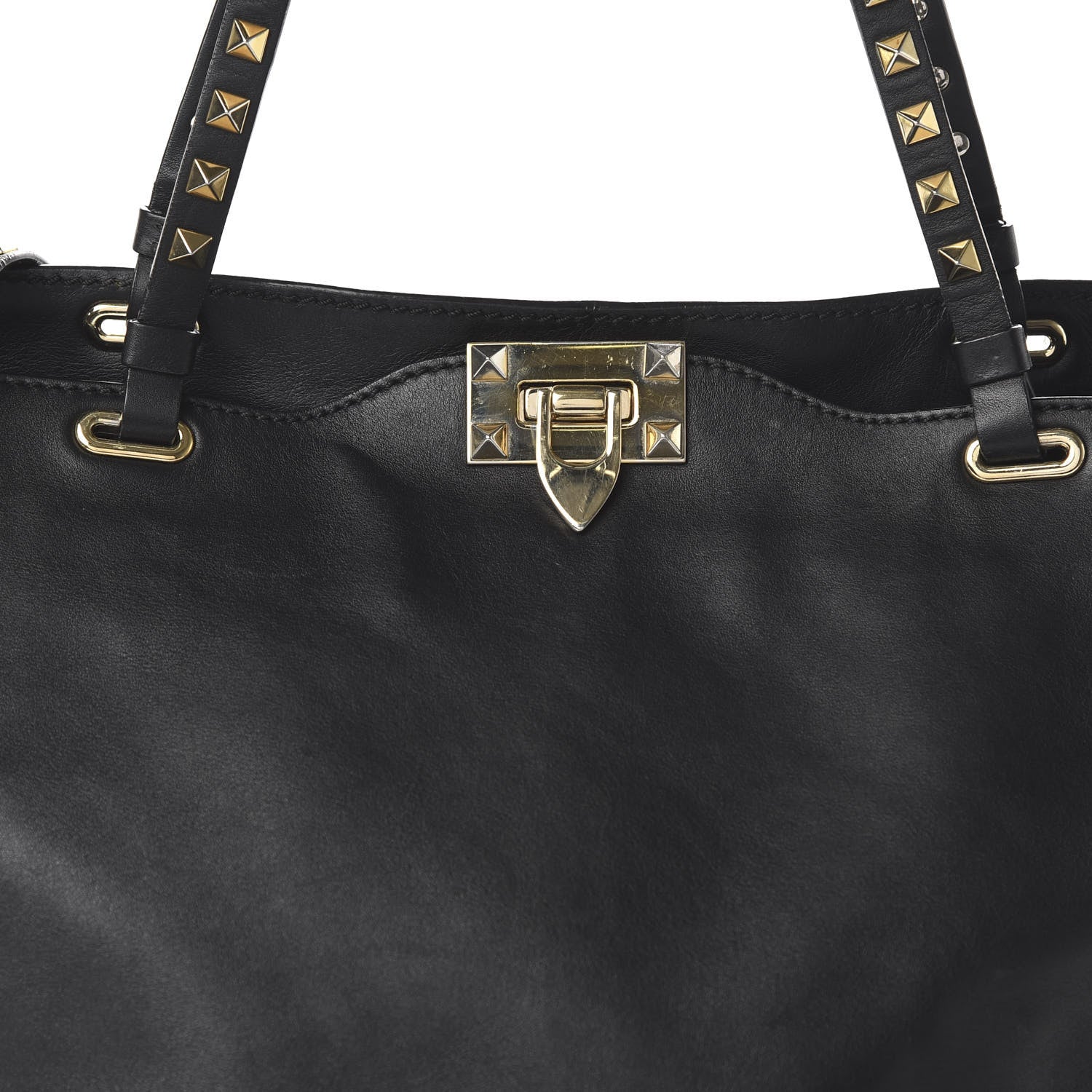 Valentino Garavani Vitello Medium Rockstud Tote Black 9 of 11