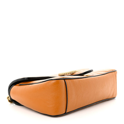 Gucci Vintage Effect Calfskin Matelasse Diagonal Small Torchon GG Marmont Shoulder Bag Cognac Black 4 of 11