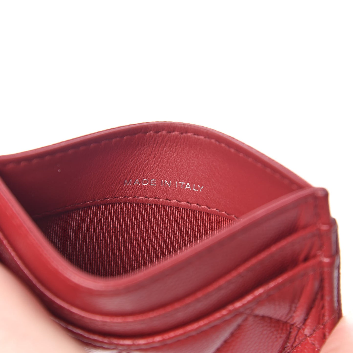 Caviar Quilted CC Card Holder Dark Red