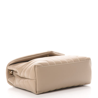 Saint Laurent Calfskin Y Quilted Monogram Small Loulou Chain Satchel Dark Beige 4 of 10