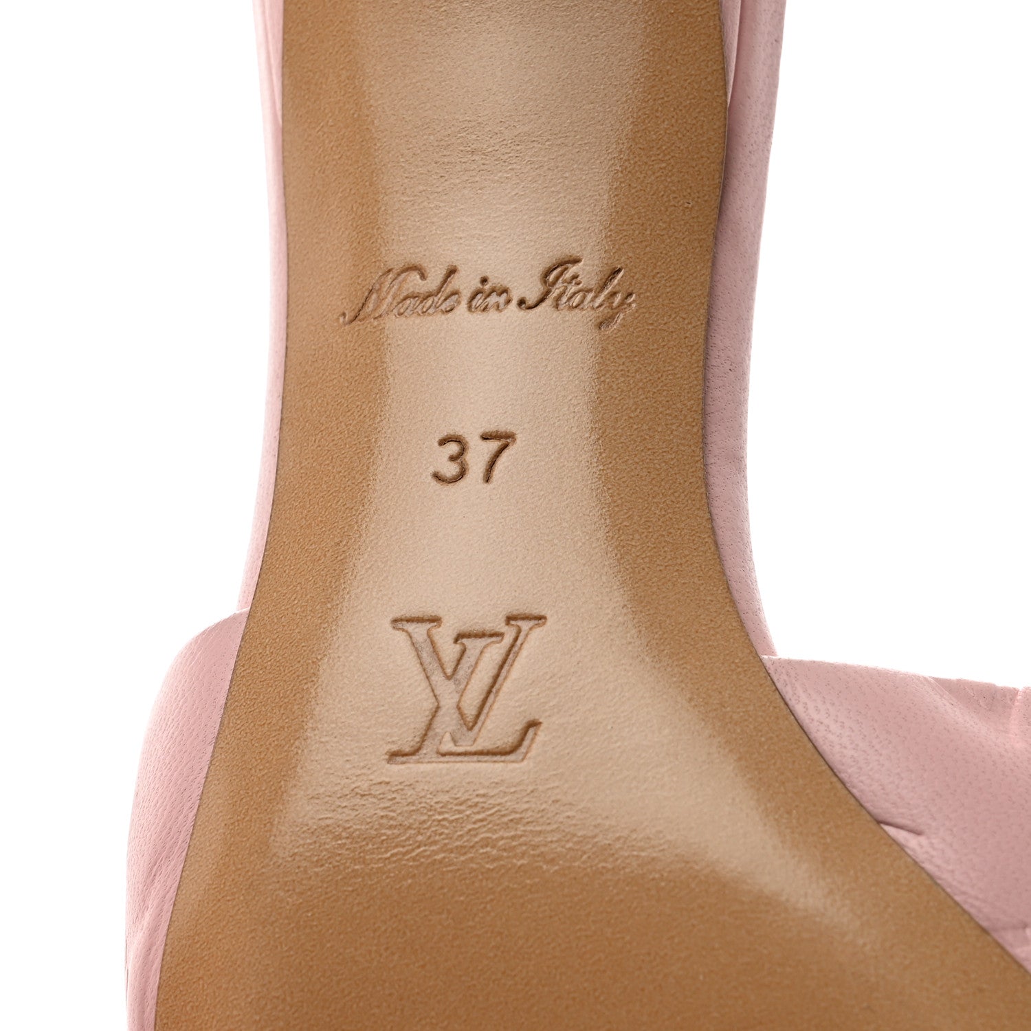 Louis Vuitton Lambskin Embossed Monogram Revival Mid Heel Mules 37 Rose Claire 6 of 9