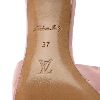 Louis Vuitton Lambskin Embossed Monogram Revival Mid Heel Mules 37 Rose Claire 6 of 9