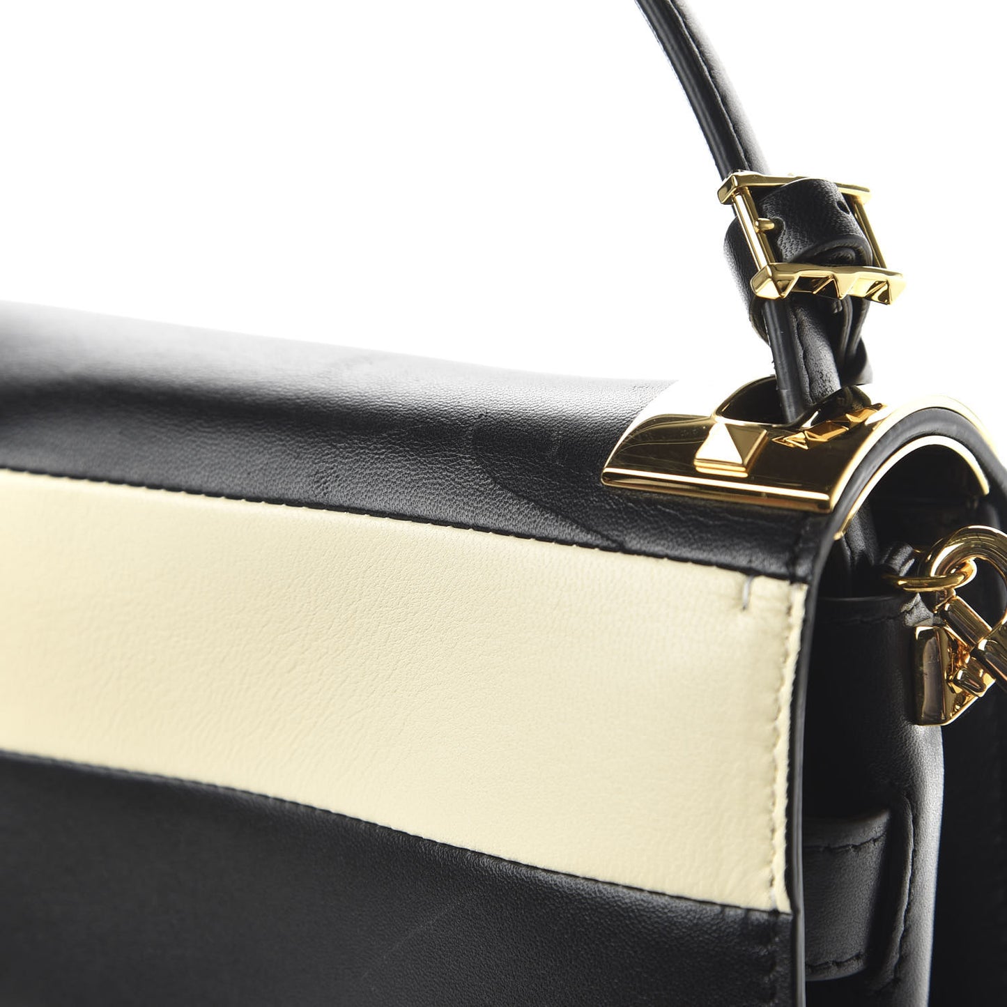 Nappa Striped Medium My Rockstud Frame Bag Black Light Ivory