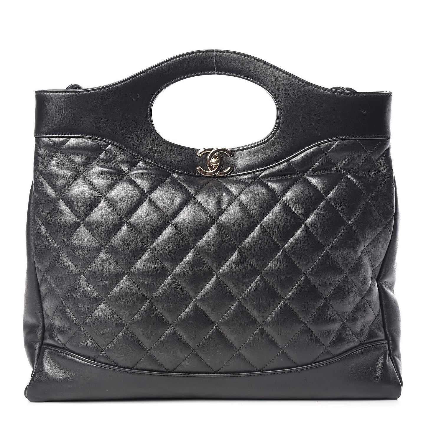 Lambskin Quilted Large 31 Shopping Bag Black