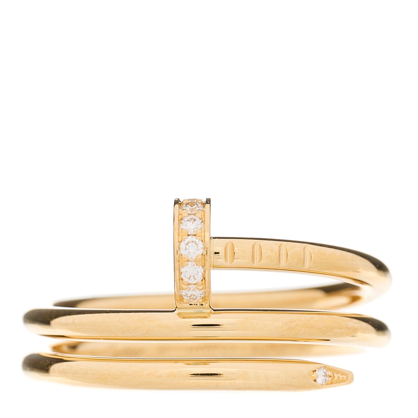 Cartier 18K Yellow Gold Diamond Double Juste Un Clou Ring 51 5.75 1 of 5