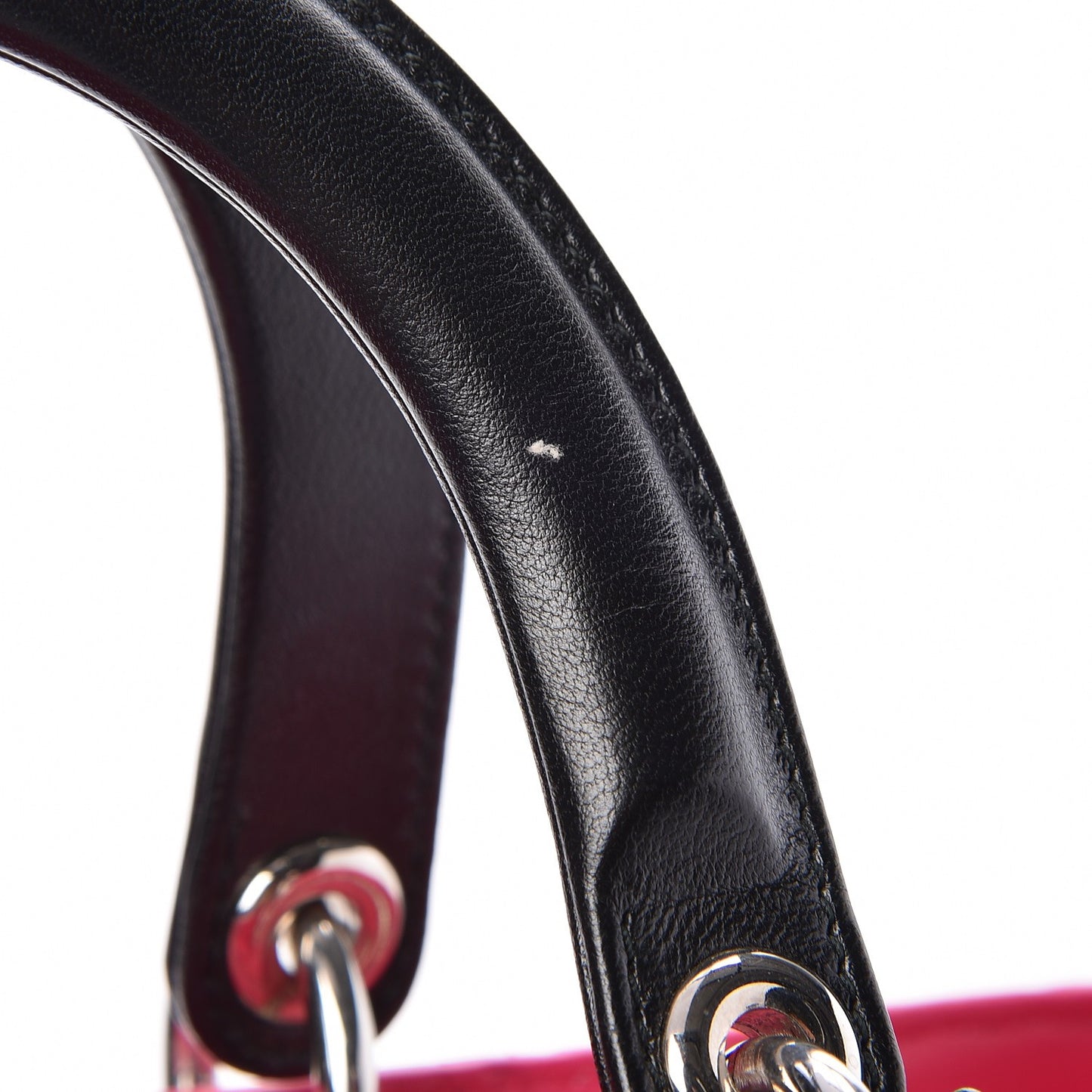 Lambskin Cannage Large Tri-Color Lady Dior Fuchsia Anemone Black
