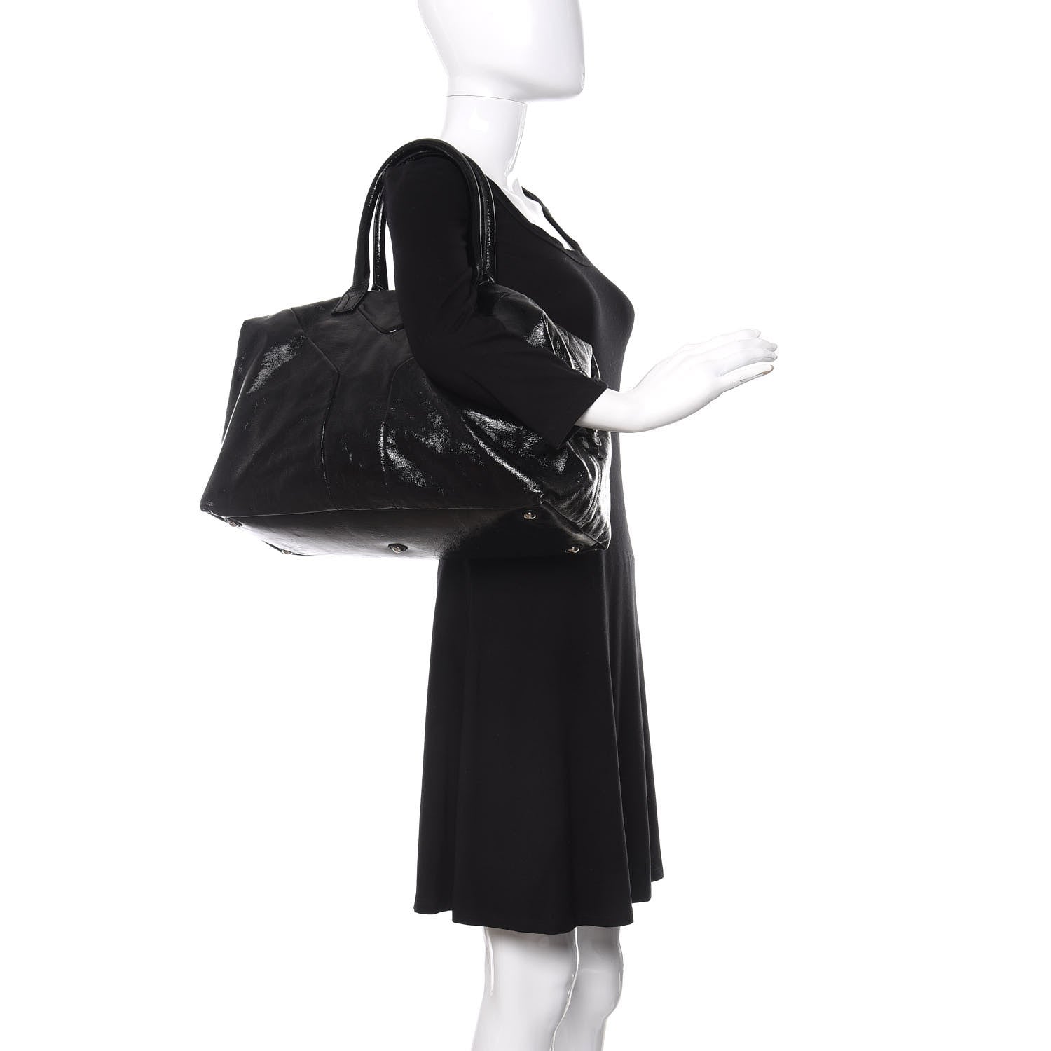 Saint Laurent Textured Patent Medium Easy Y Bag Black 2 of 16