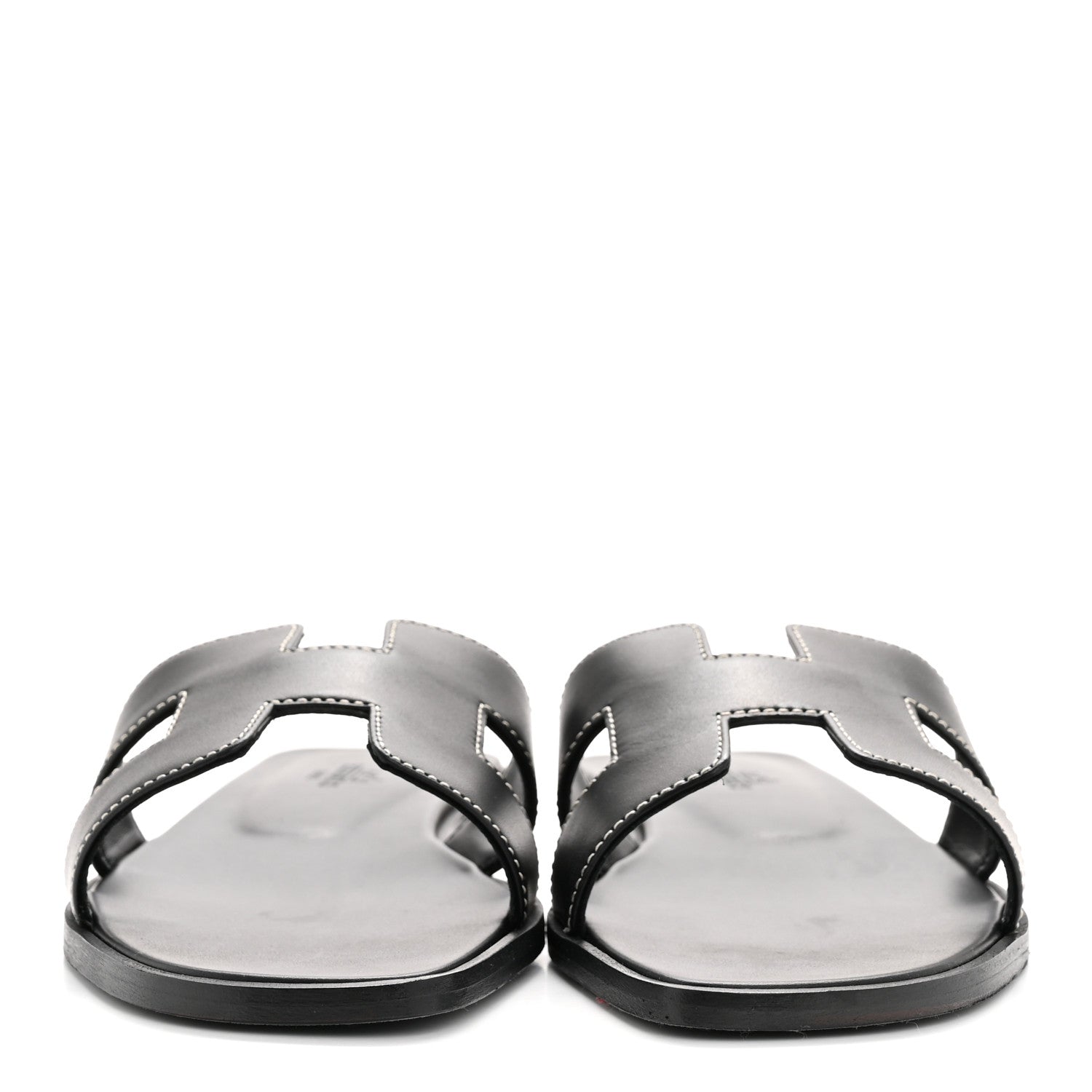 Hermes Box Calfskin Oran Sandals 37.5 Black 5 of 22