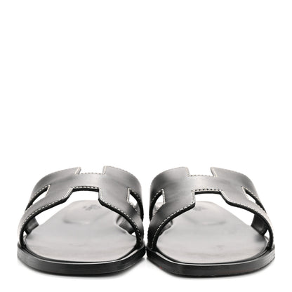 Hermes Box Calfskin Oran Sandals 37.5 Black 5 of 22