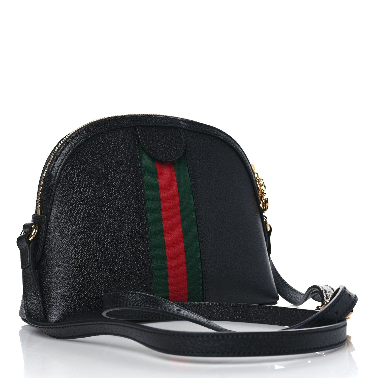 Gucci Calfskin GG Web Small Ophidia Dome Shoulder Bag Black 3 of 9