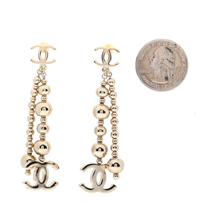 Chanel Metal CC Bead Drop Earrings Gold 2 of 5