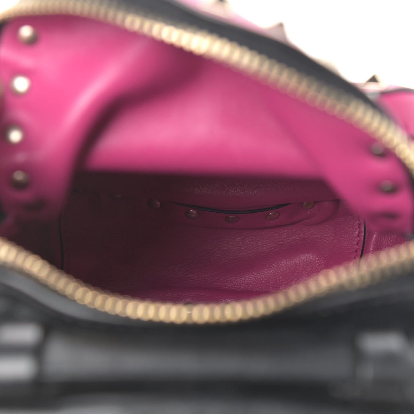 Calfskin Mini Rockstud Backpack Fuxia Black
