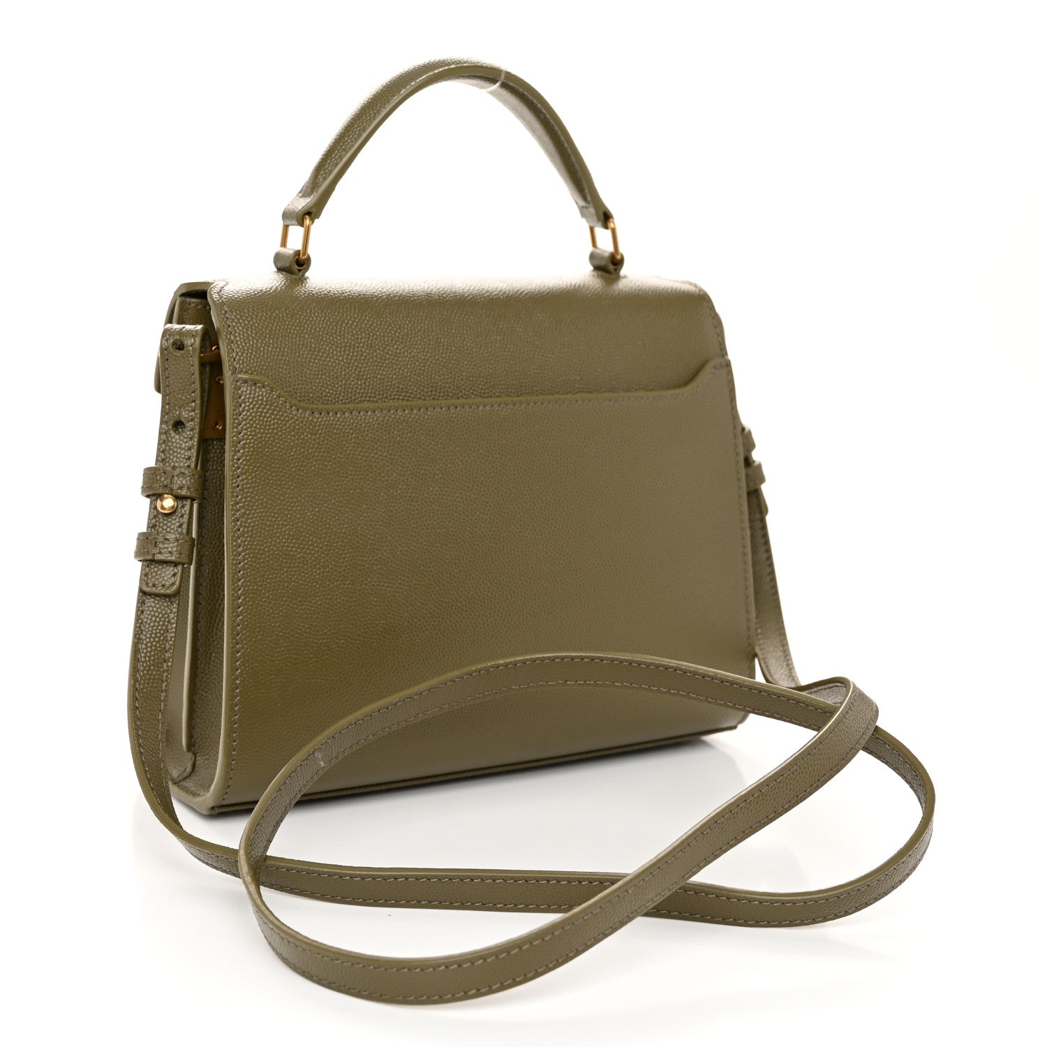 Saint Laurent Grain de Poudre Mini Classic Monogram Cassandra Top Handle Olive 3 of 9