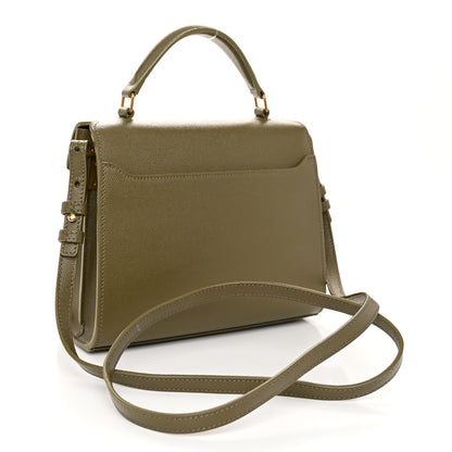 Saint Laurent Grain de Poudre Mini Classic Monogram Cassandra Top Handle Olive 3 of 9