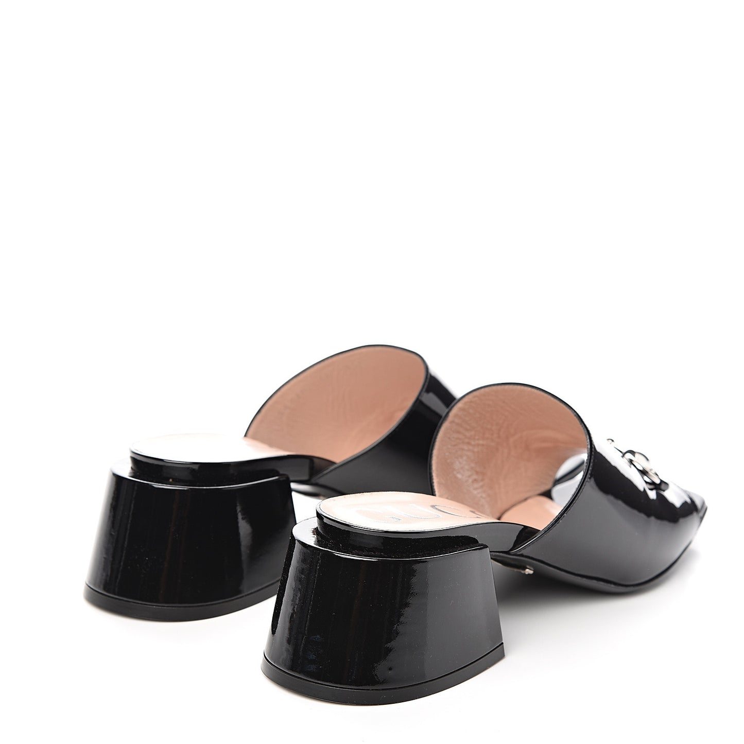 Patent Lexi Horsebit Mid-Heel Slide Sandals 40 Black