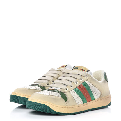 Gucci Nubuck Web Womens Screener Sneakers 36 Dusty Milk New Mystic White Vintage Green 3 of 11