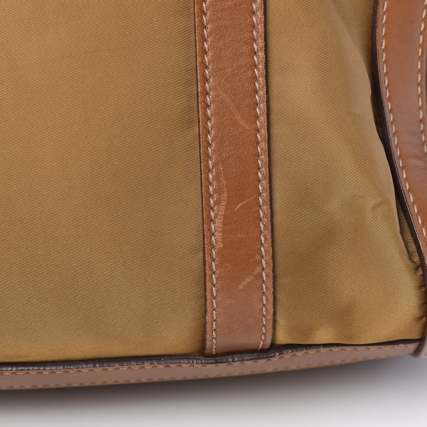 Tessuto Nylon Calfskin Shoulder Bag Brown