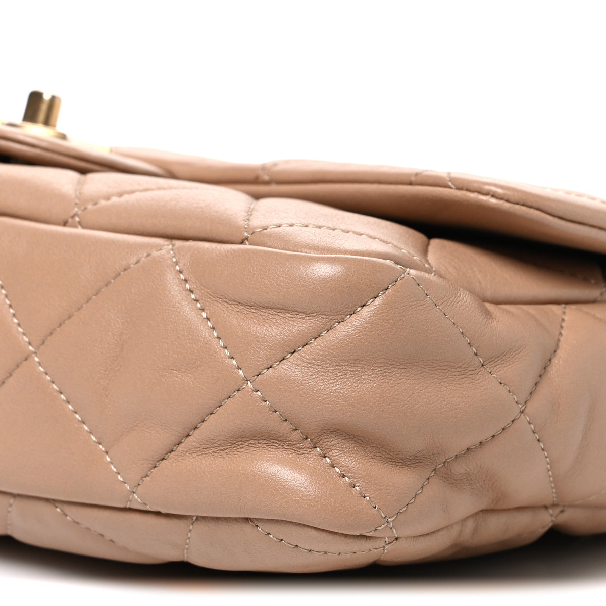 Lambskin Quilted Large CC Funky Town Flap Beige