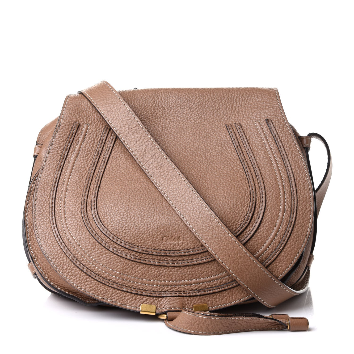Chloe Calfskin Medium Marcie Round Crossbody Bag Nut 1 of 12