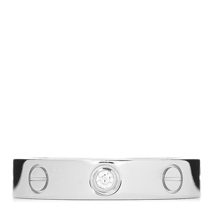 Cartier 18K White Gold Diamond 4mm LOVE Wedding Band Ring 51 5.75 1 of 4