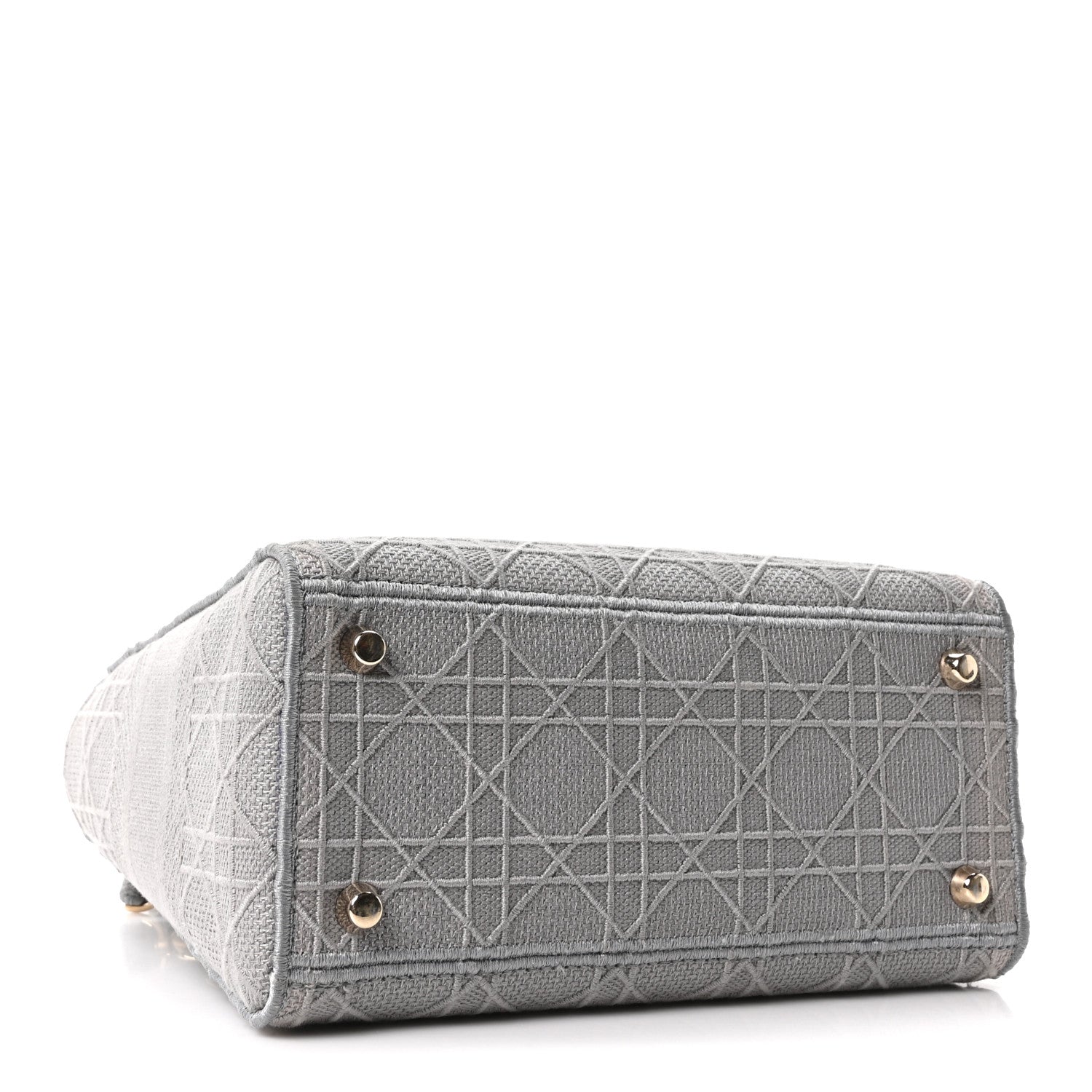 Christian Dior Canvas Embroidered Cannage Medium Lady D-Lite Gray 4 of 10