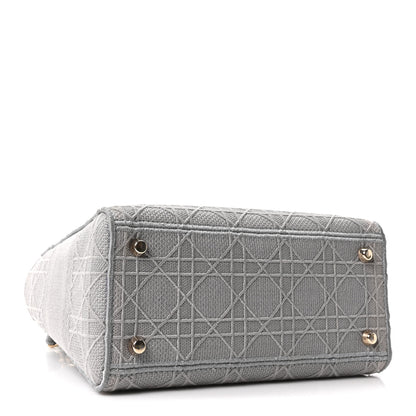 Christian Dior Canvas Embroidered Cannage Medium Lady D-Lite Gray 4 of 10