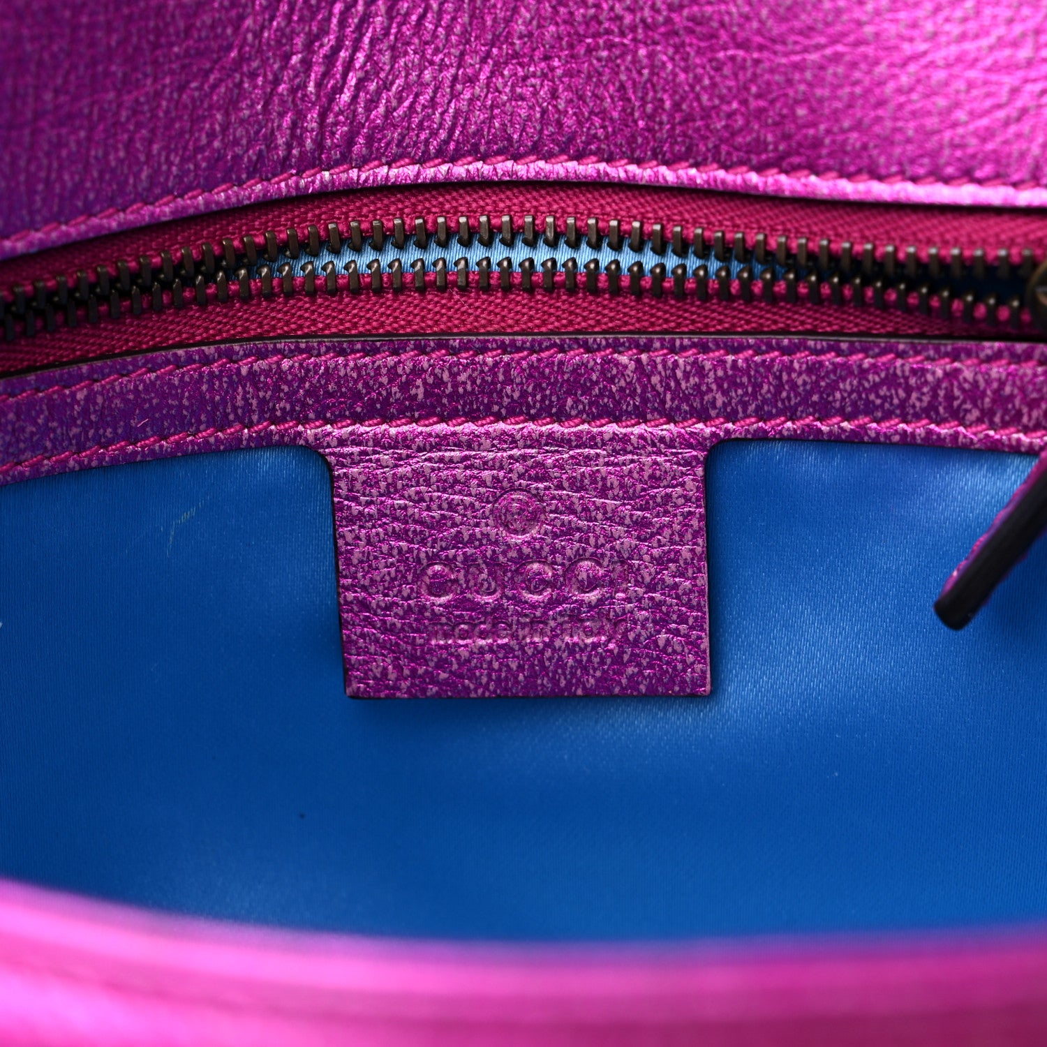 Gucci Metallic Calfskin Matelasse Small GG Marmont Shoulder Bag Fuchsia 5 of 12