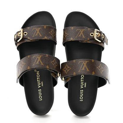 Louis Vuitton Monogram Bom Dia Mule Sandals 38.5 Black 2 of 10