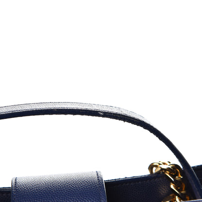 Saint Laurent Grain De Poudre Matelasse Chevron Monogram Shopping Bag Deep Marine 18 of 19