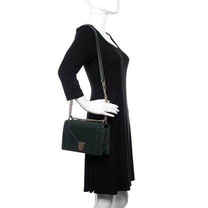 Christian Dior Grained Calfskin Medium Diorama Flap Bag Green 2 of 13