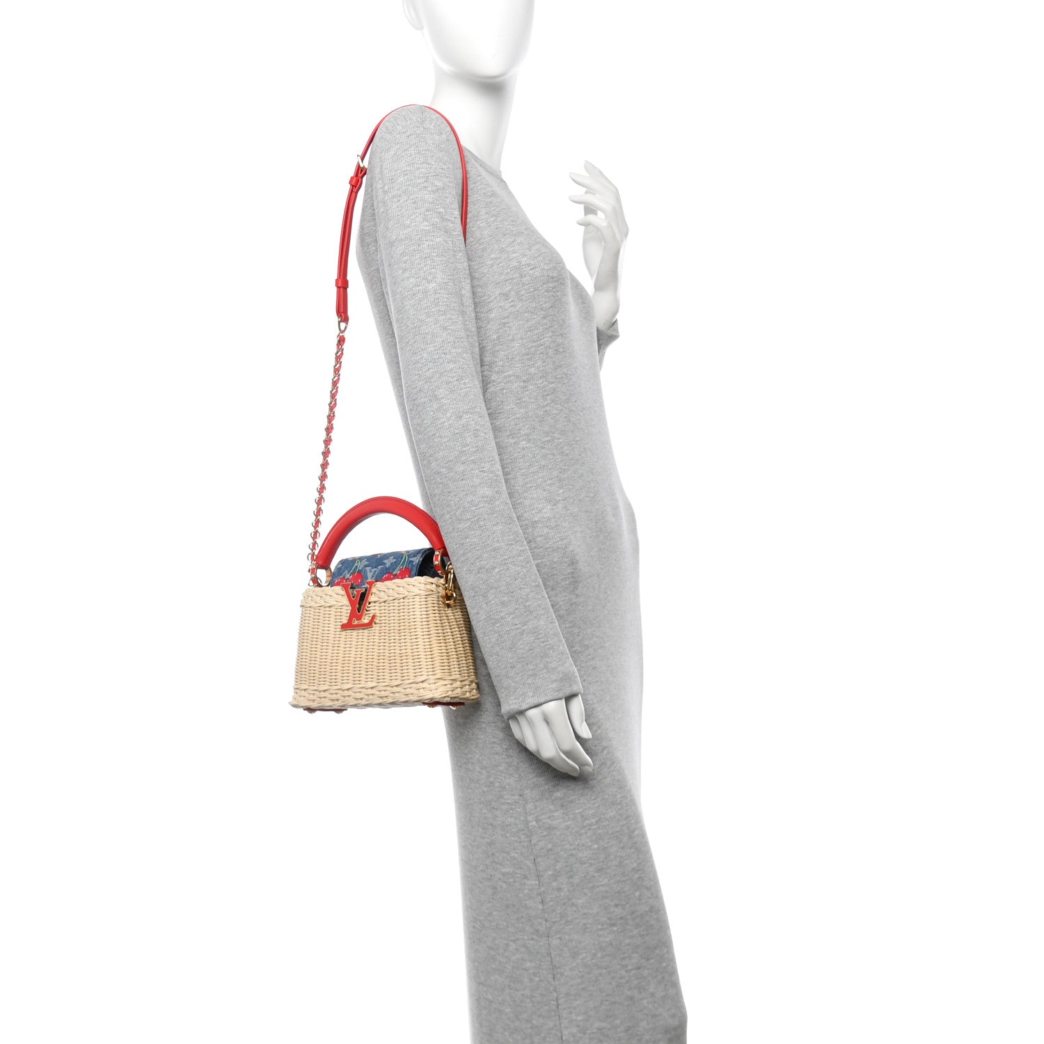 Louis Vuitton LV X TM Rattan Denim Calfskin Cerises Capucines Mini 2 of 10