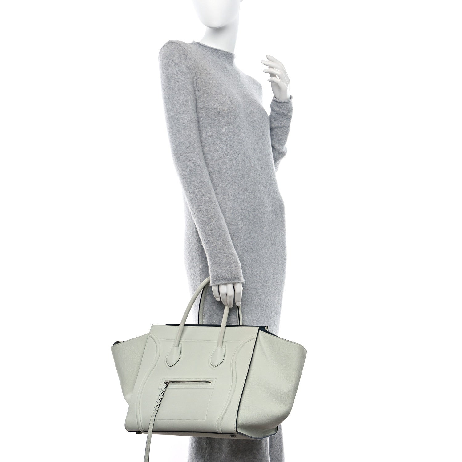 Celine Baby Grained Calfskin Medium Phantom Luggage Jade 2 of 8