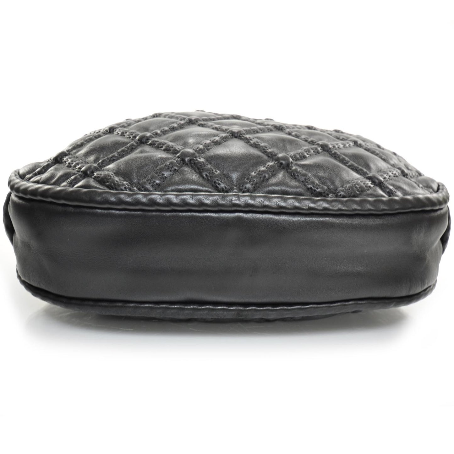 Quilted Lambskin Hidden Chain Hobo Black